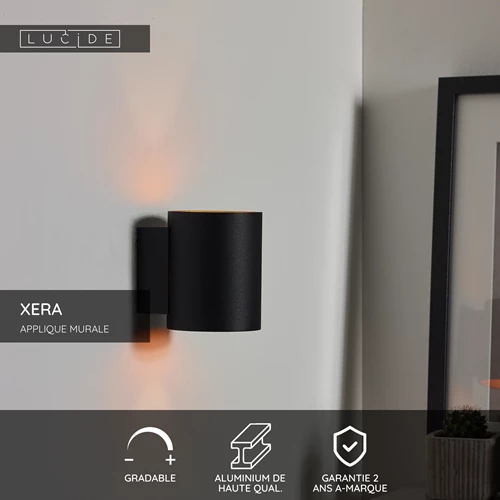 Lucide XERA - Applique murale - Ø 8 cm - 1xG9 - Noir - USP